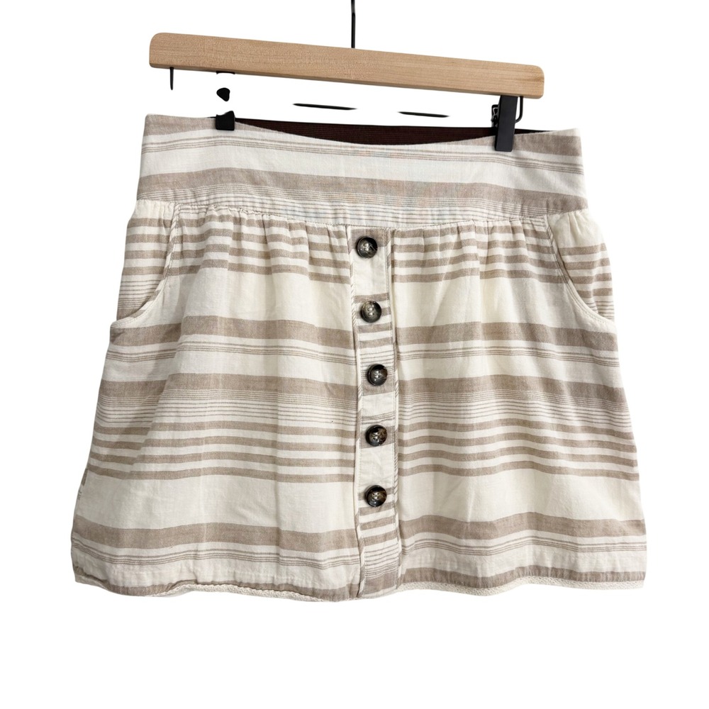 Maurice's Striped A-line Skirt Cream Medium Boho Preppy Western Chic Neutral